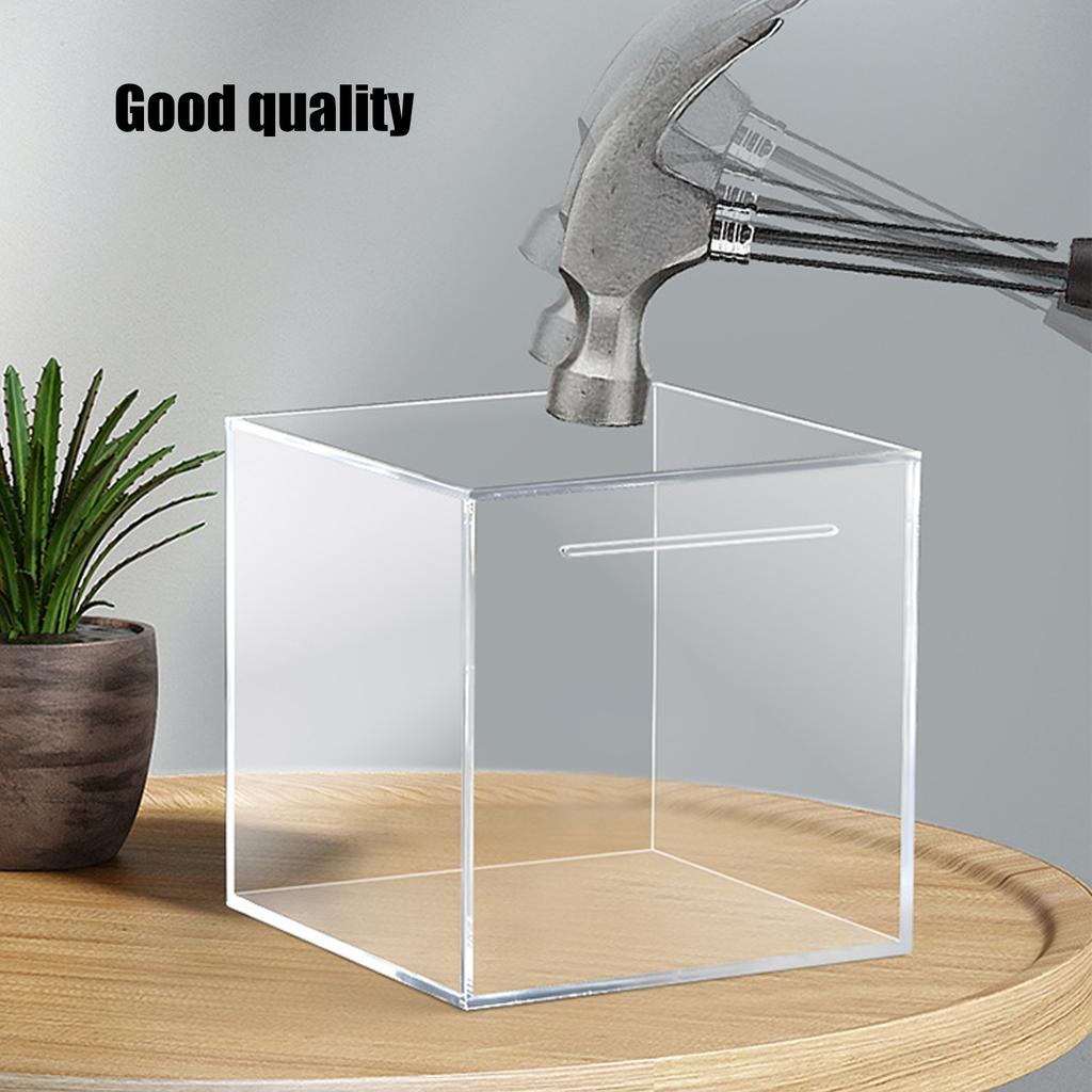 Acrylic Transparent Money Jar Clear View Savings Progress One Way Coin Slot Home Decoration