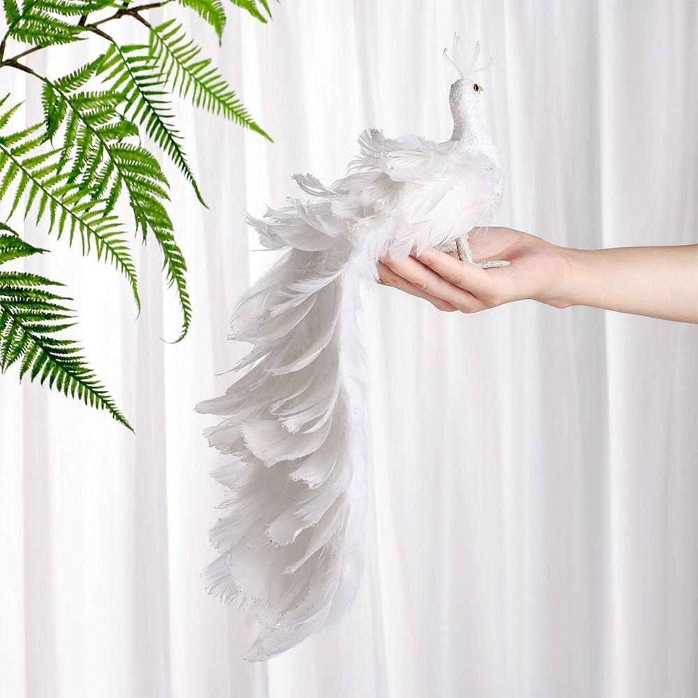 Beautiful Christmas Tree Decoration White Real  Feather Pendant Gift Simulation White Peacock