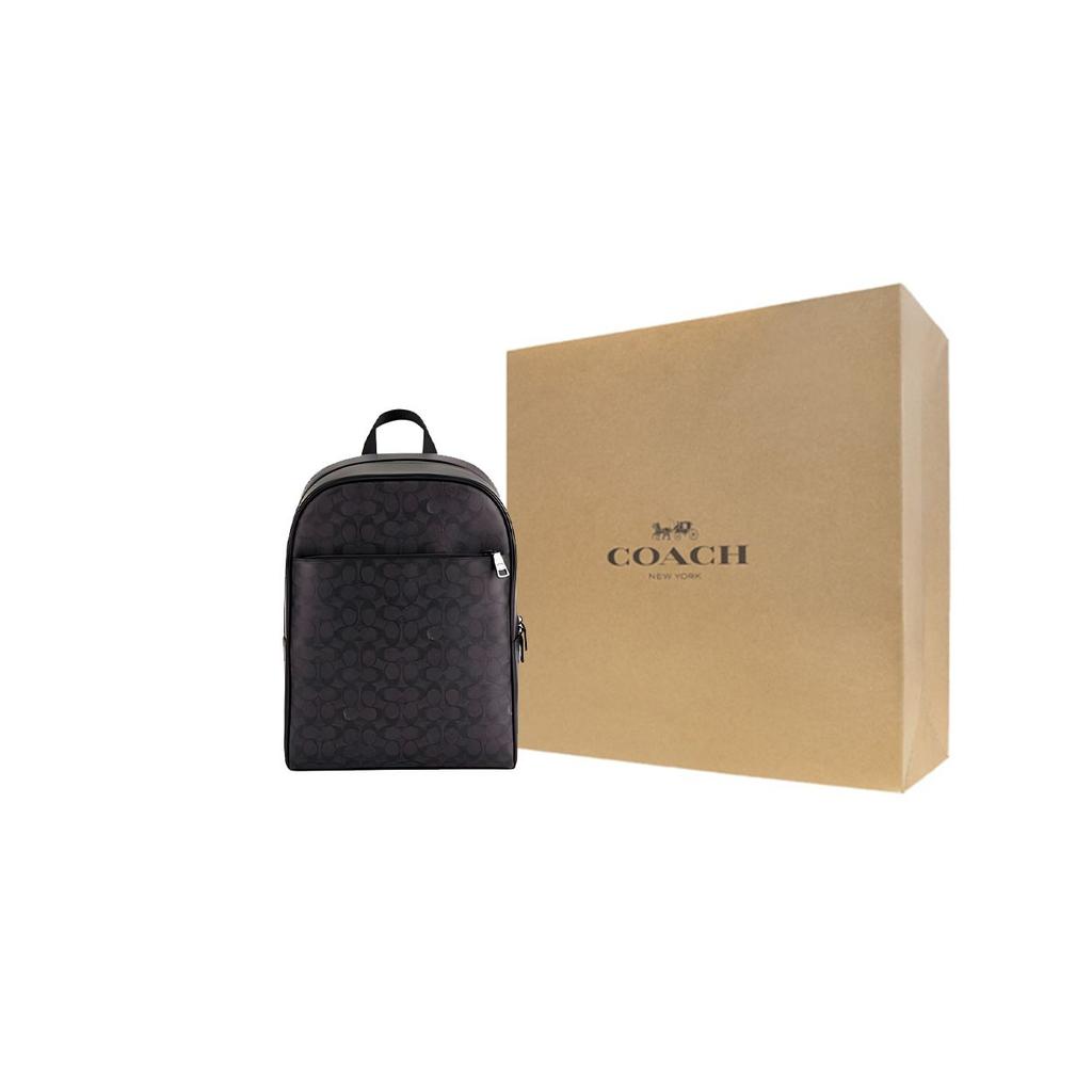 Coach Classic Logo Leather Backpack Large Men backpack Black CAJ90-QBMI5