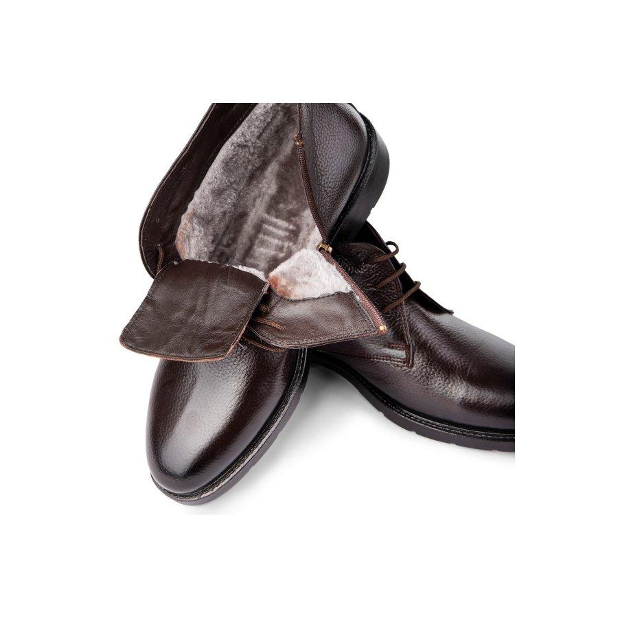 Мужские классические ботинки из натуральной кожи на резиновой подошве