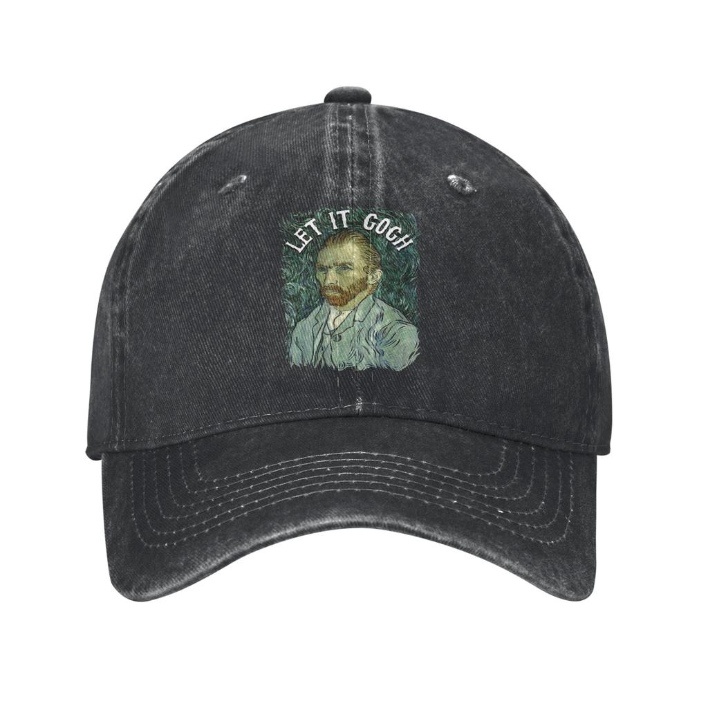 Let it Gogh Funny Vincent Van Gogh Starry Night Unstructured Baseball Cap Painting Distressed Cotton Hat Adjustable Snapback