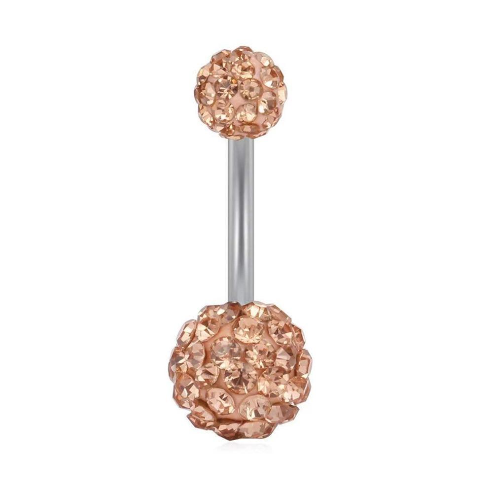 Zircon Crystal Ball Belly Button Rings Stainless Steel Shiny Body Jewelry  Accessories