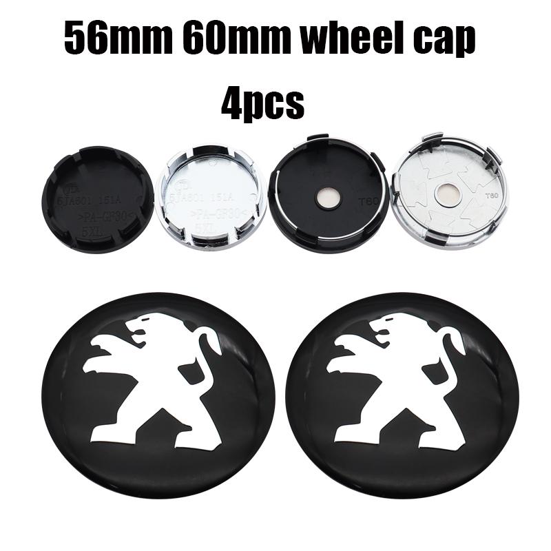 4pcs 3D 56mm 60mm Peugeot new Car emblem Wheel Center Hub Cap auto Rim refit dust-proof badge covers sticker styling accessories