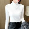 Женские топы с высоким воротником и длинным рукавом, облегающие, мягкие, эластичные, однотонные, с уникальным вырезом горловины