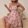 Женское платье без бретелек с цветочным принтом, весна/лето