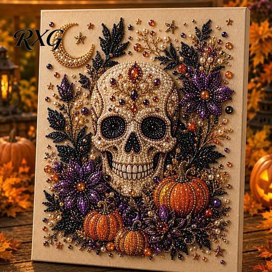 Quirky Halloween Art Projects Ghost Faux Pearl DIY Kit, Spooky 3D Bead Festive Kit Painting Crafts, Gothic Wall for Adults Beginners Creative