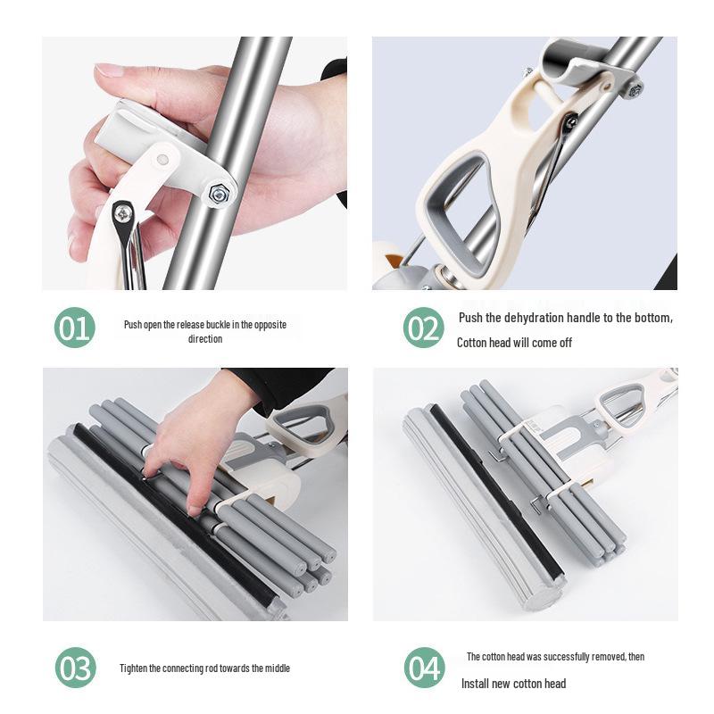 2025 Безручный Большой Напольный Швабра-Моп из Нержавеющей Стали с PVA Впитывающим Покрытием