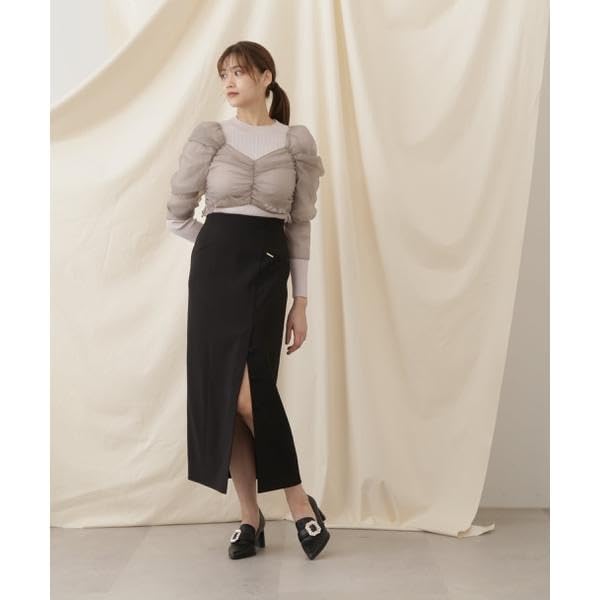 [JILL by JILL STUART] Gathered Short Take Blouse Layered Knit