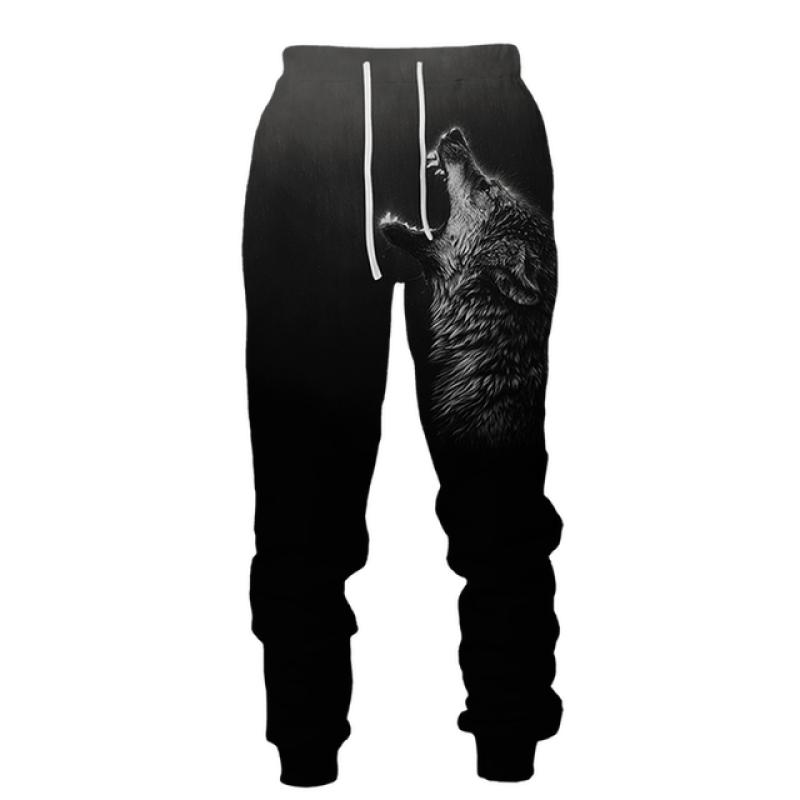 Повседневные брюки с 3D принтом волка, мужская спортивная одежда, длинные брюки, мужские уличные спортивные штаны, мужские брюки в стиле хип-хоп