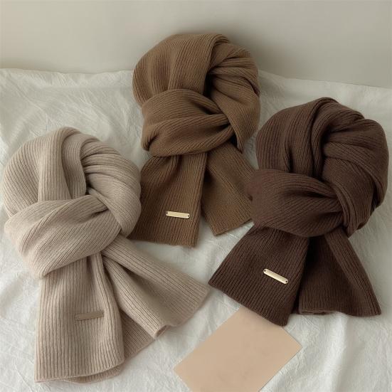 Women Scarf Solid Color Thickened Windproof Warm Versatile Scarf Daily Winter Outdoor Cycling Long Scarf