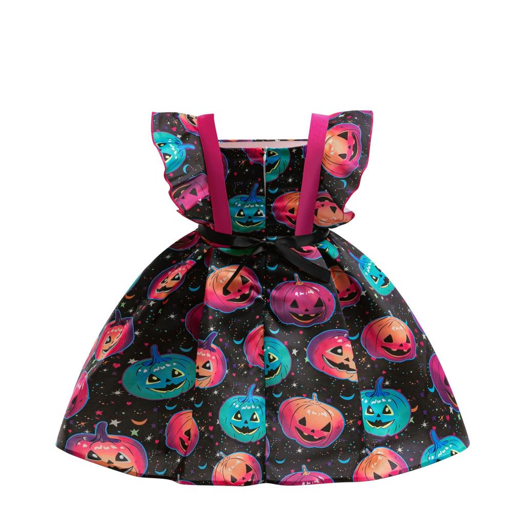 Halloween Girls Dress Printed Dress Witch Role Play Cosplay Costume Masquerade Costume