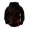 Men's Fashionable Solid Color Long Sleeve Hooded Loose Sweatshirt Sports Multi Pocket Sweatshirt Jacket