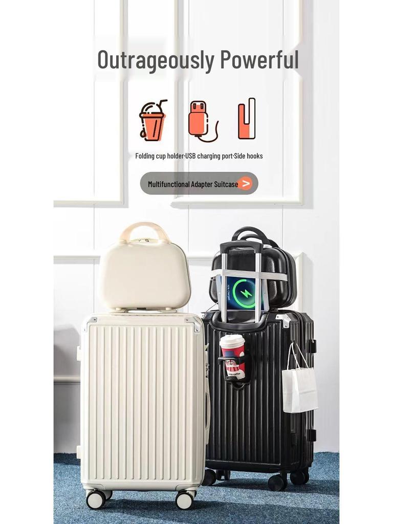 Women's Multifunctional Parent-Child Suitcase with Universal Wheels and Combination Lock - Durable Travel Trolley Case for Students & Men