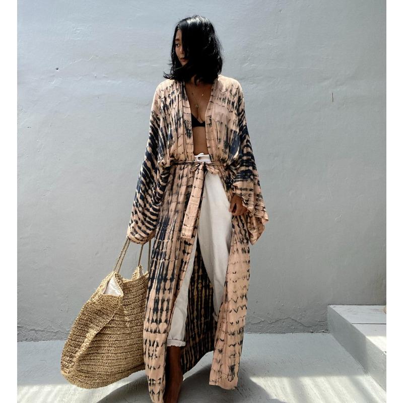 Женская мода весна осень цветные блоки принт длинный рукав свободная талия повседневные платья