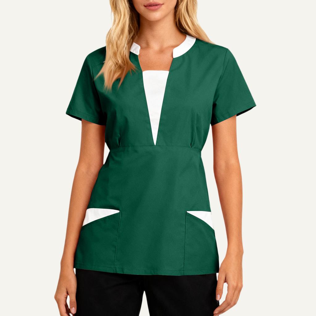 Women's Loose And Comfort V-Neck Casual Work Clothes Top Short Sleeve Shirt