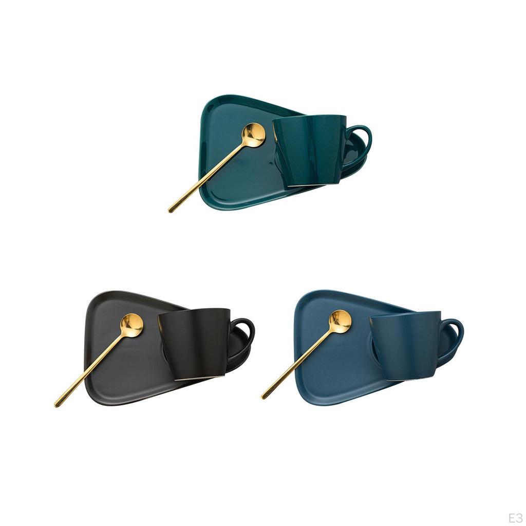 Керамическая кружка для кофе, набор, чашка для капучино с блюдцем и ложкой, новинка для сока, хлопья