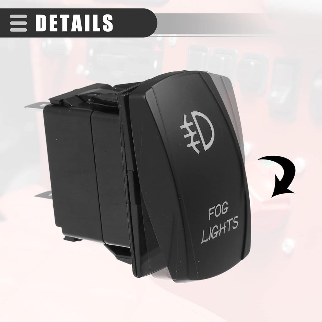 Универсальные противотуманные фары Motoforti, 5-контактный тумблер SPST, лазерная кнопка ВКЛ/ВЫКЛ, 20A/12V 10A/24V, водонепроницаемые для автомобиля, пластик, с белой светодиодной подсветкой