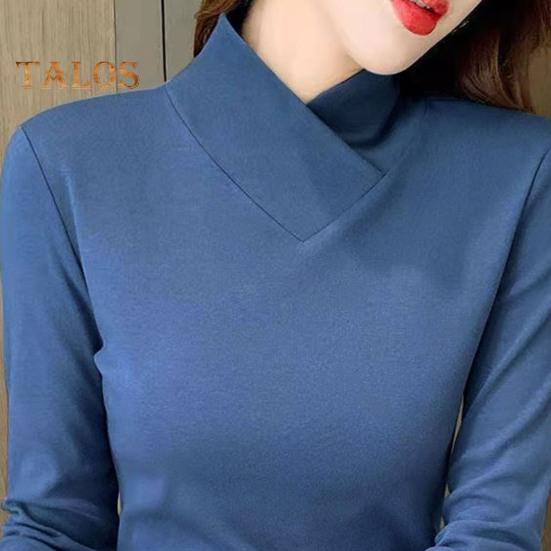 Женские топы с высоким воротником и длинным рукавом, облегающие, мягкие, эластичные, однотонные, с уникальным вырезом горловины