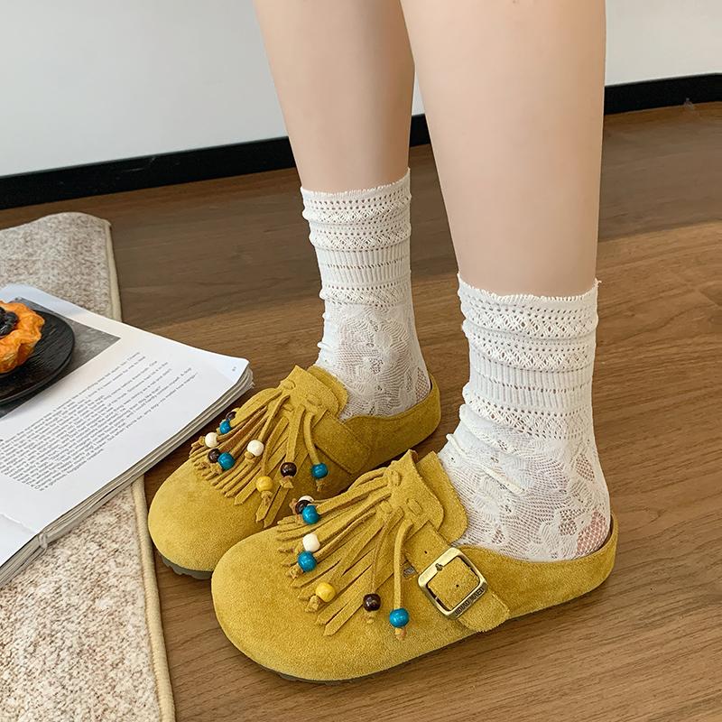 Модные Ретро 2025 Новые Платформа Баотоу Ленивые Плоские Удобные Богемные Этнические Шлепанцы