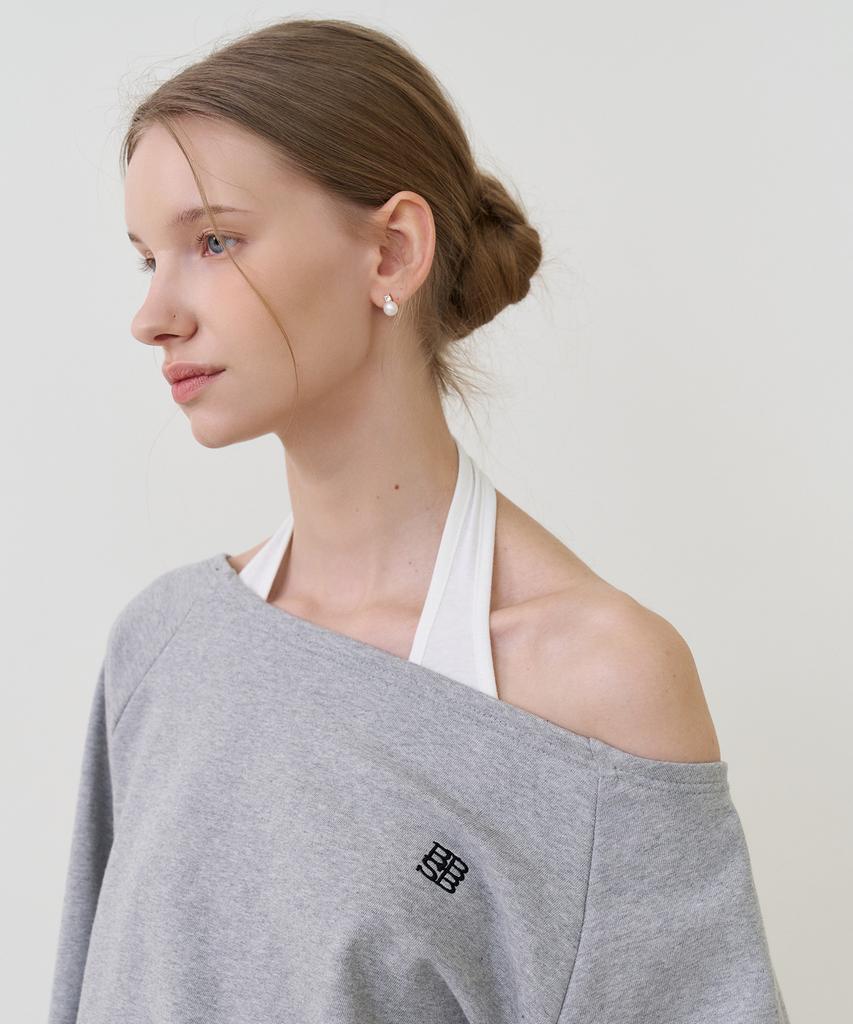 BIBYSEOB Off-Shoulder Sweatshirt Gray [T61]