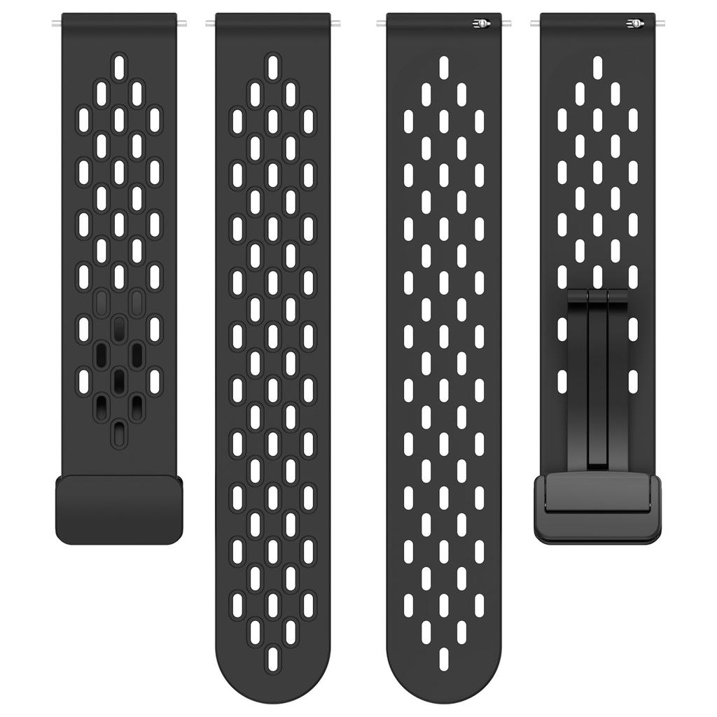 20-мм силиконовый ремешок для Samsung Galaxy Watch FE 40 мм/Watch6/Watch6 Classic/Watch 5/Watch4, черный ремешок для часов со складной застежкой