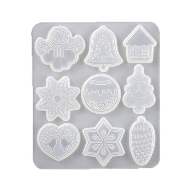 Christmas Elk Mold Christmas Tree Pendant Snowflake Keychain Decoration Car Pendant Silicone Mold for Party Decor
