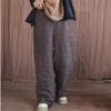 Women Vintage Linen Wide Leg Pants Elastic Waist Spring New Trouser Solid Color Women Casual Long Pants