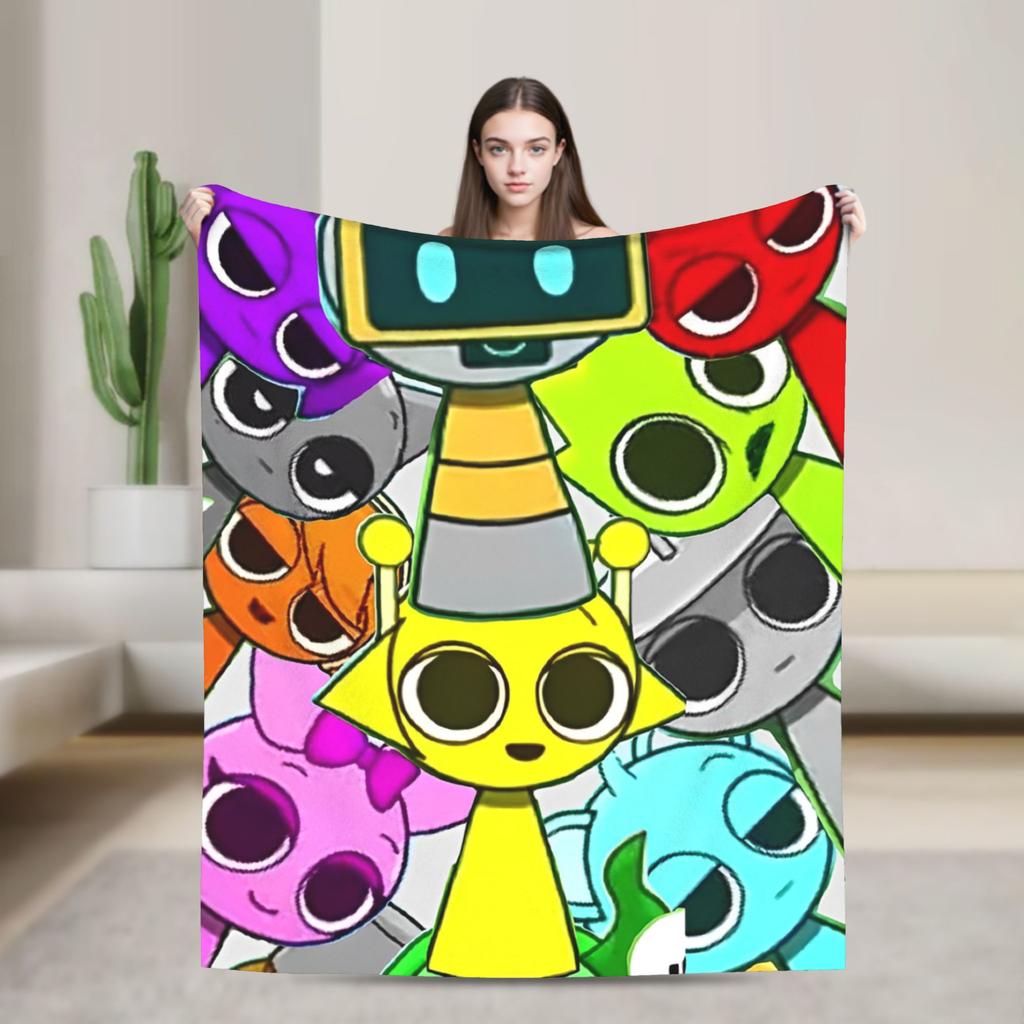 Sprunkis Characters Game Fuzzy Blanket  Funny Throw Blankets for Home 125*100cm Rug Piece