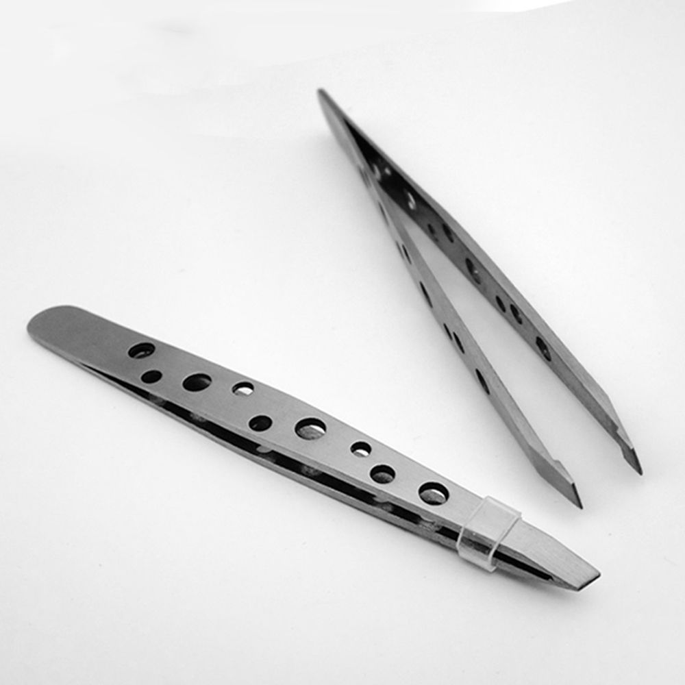 Eyelash Extension Applicator Hair Removal Eyebrow Tweezers Clip Stainless Steel Slant Tip