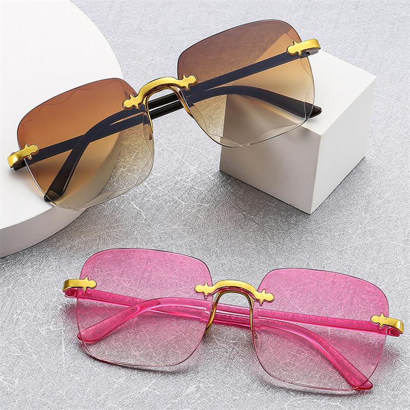 Классические винтажные квадратные солнцезащитные очки женские модные безрамочные солнцезащитные очки для отдыха на открытом воздухе с режущими линзами неполяризованные очки