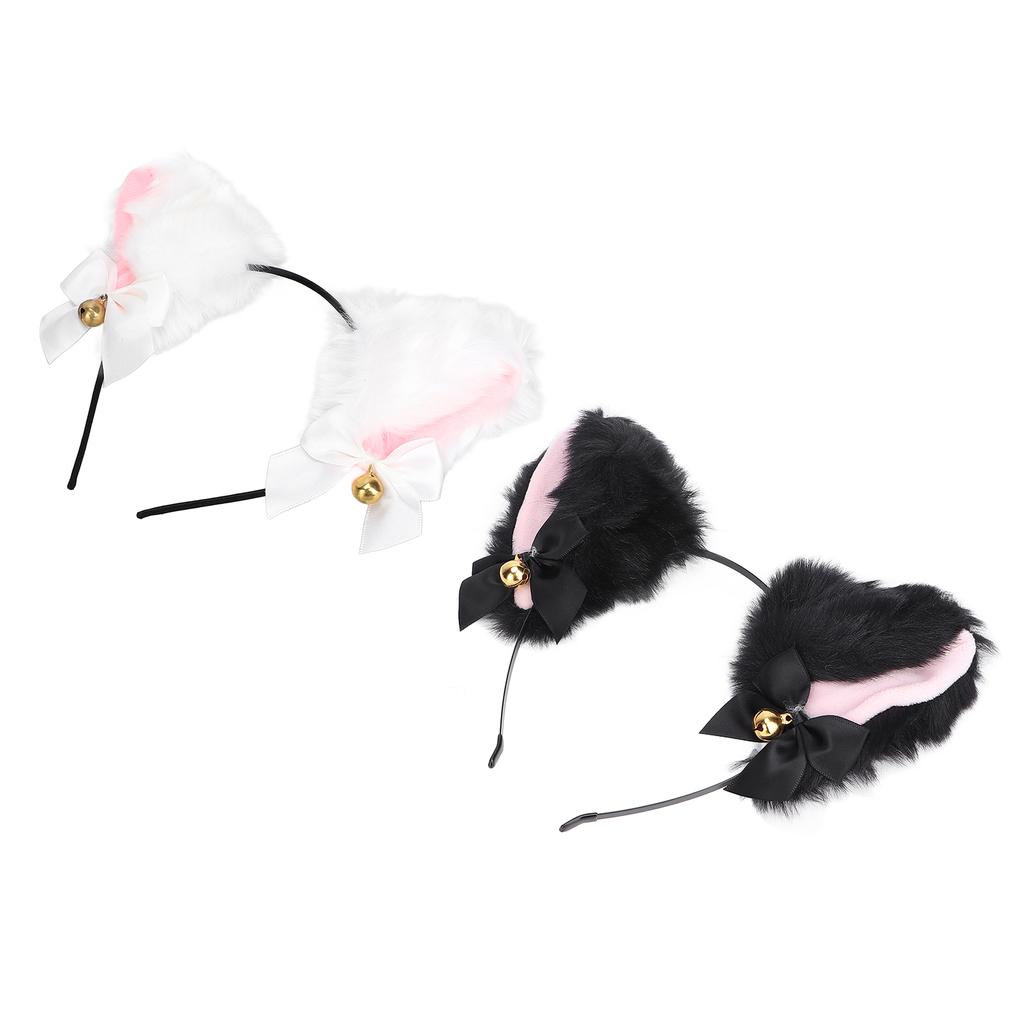 Милая плюшевая повязка на голову с кошачьими ушками и колокольчиком для костюмированной вечеринки на Хэллоуин