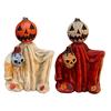 Halloween Pumpkin Statue Spooky Ghost Pumpkin Holding Skull Figurine Resin Gothic Decoration for Indoor Outdoor Home Tabletop Garden Decor
