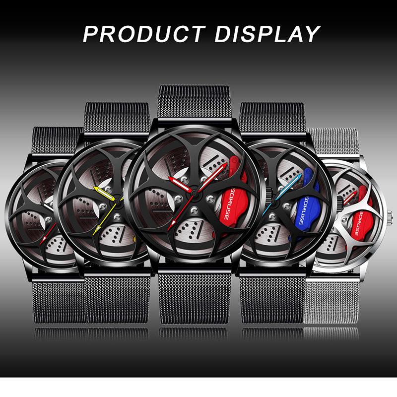 Модные мужские часы для бизнеса, контурные часы, мужские часы с сетчатым ремешком из нержавеющей стали, кварцевые часы, спортивные часы
