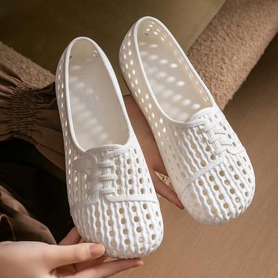 Летние сандалии с вырезами, дышащие, на толстой подошве, для женщин, и повседневные пляжные шлепанцы на мягкой подошве для женщин