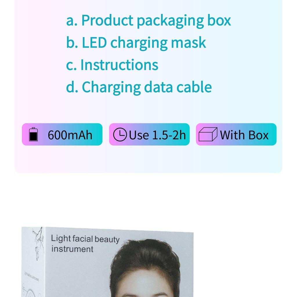 Premium 7 Colors LED Beauty Mask 600mAh Wireless Photon Facial Mask Machine Therapy Acne Anti Aging Skin Tightening Lifting Tool