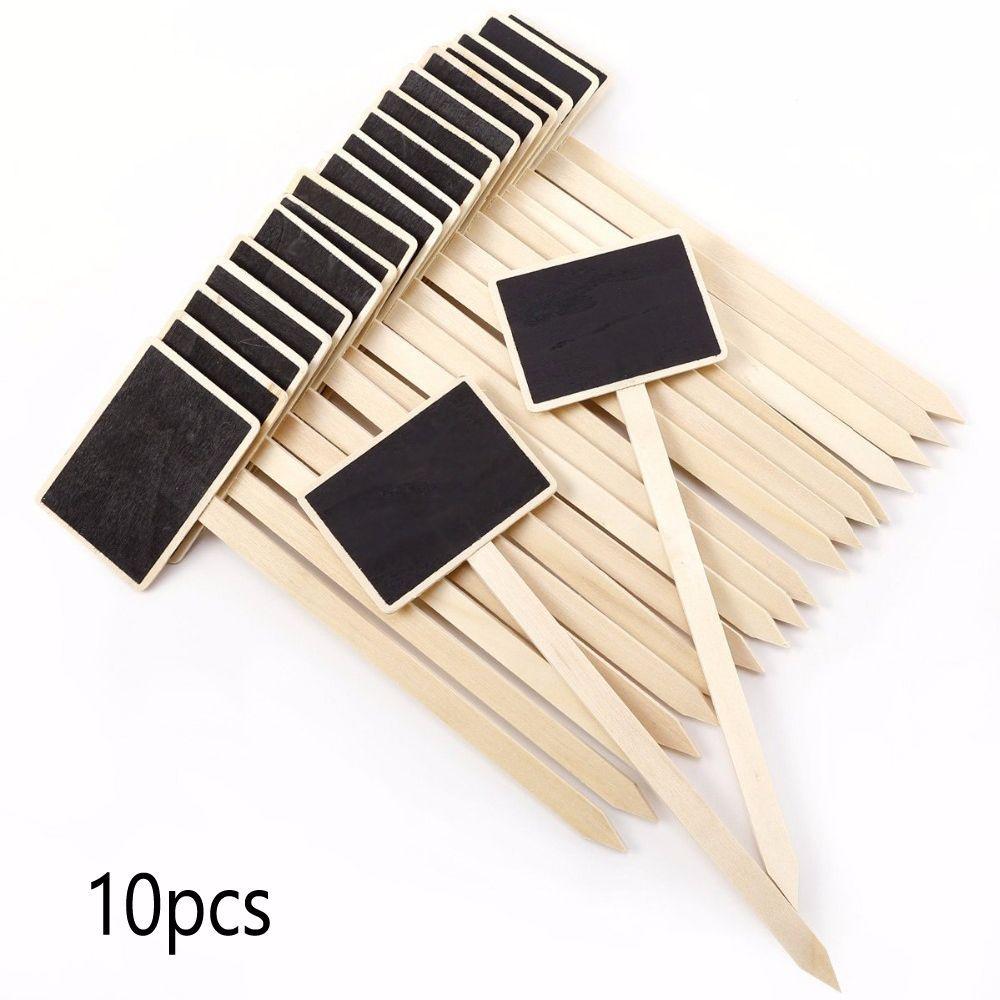 10PCS Mini House Decorations Marker Garden Tools Wooden Chalkboard Plants Tags Classification Marker