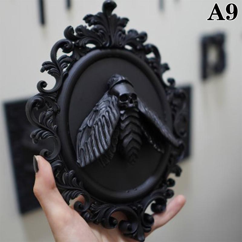 Gothic Art Resin Animal Head Wall Decor Baroque Style Wall Hangings Frame Vintage Bat Wall Sculpture Home Decor Gothic Statue