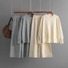 Wind Women's Suit Autumn and Winter New Round Neck Loose Knitted Sweater Casual Wide-leg Pants Two-piece Set