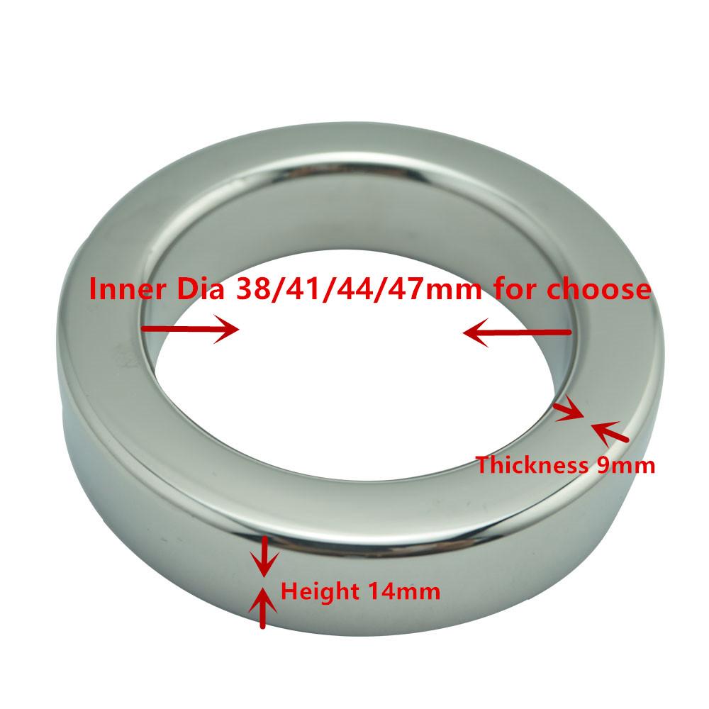Диаметр 38/41/44/47 мм, толщина 9 мм, мужское кольцо на член из нержавеющей стали, металлическое кольцо для пениса, металлический замок, яички, секс-игрушка для мужчин