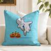 Halloween Spooky Ghost Cushion Cover Eco Linen Pillow Case DoubleSided Print Breathable Durable Zipper Home Decor Gift
