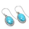 Серьги ручной работы из чистого серебра 925 пробы с натуральным бирюзовым камнем 1,25 дюйма T1v04
