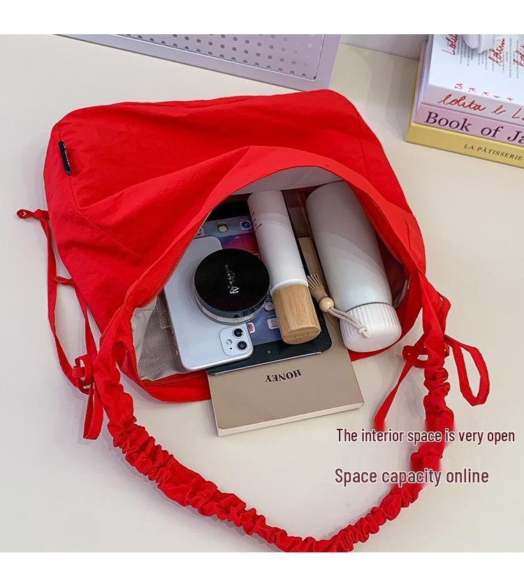 2025 Women's Large Capacity Pleated Tote: Casual Drawstring, Single Shoulder, Crossbody Bag