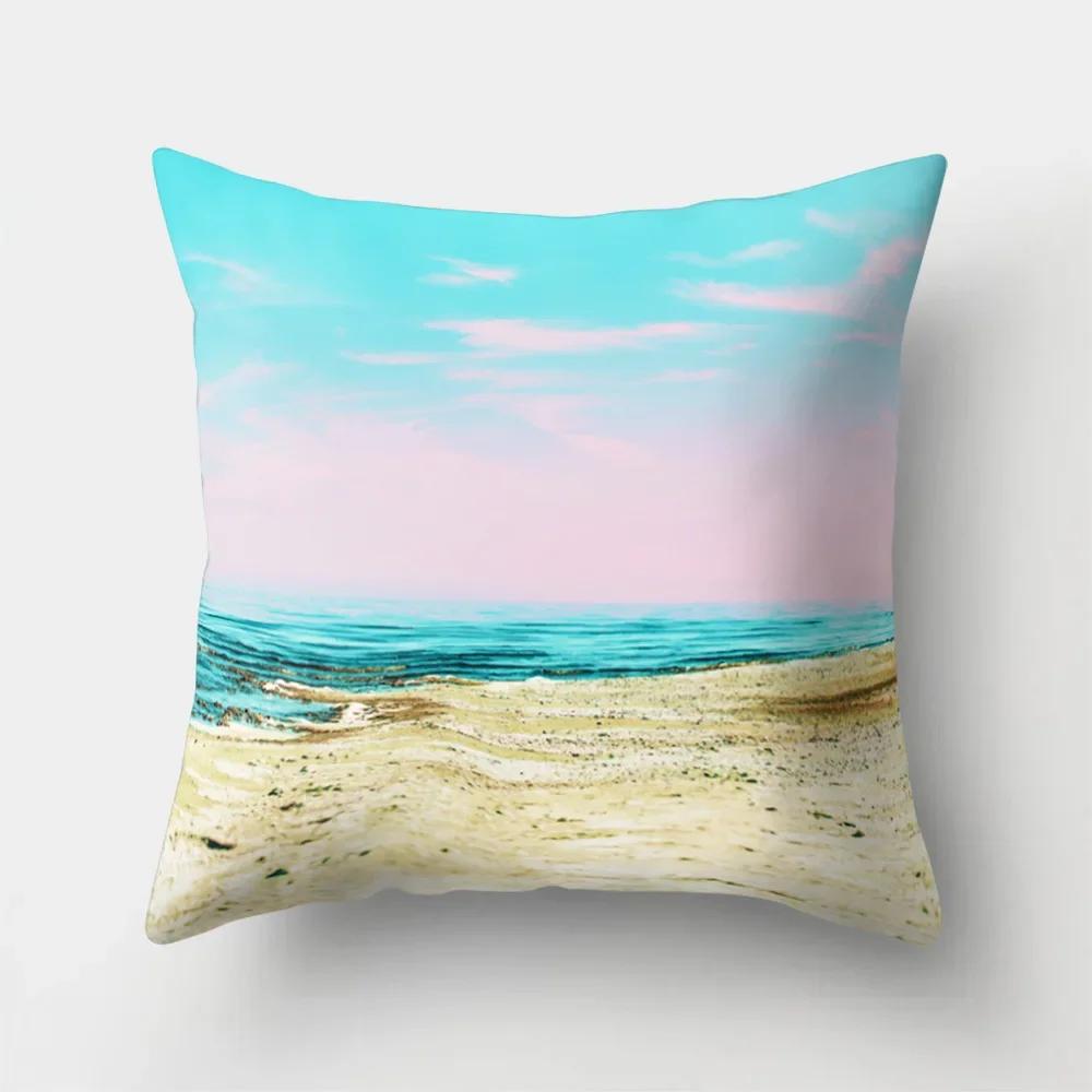 Sea Waves Beach Pillowcase Office Cushion Creative Home Car Sofa  Lumbar Cushion Cover Sea View Decor Pillow case 45x45cm