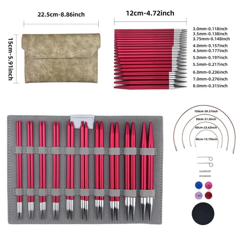 Набор круговых спиц Короткие круглые спицы Сменные круговые спицы Размер 3 мм-8 мм Инструмент для вязания