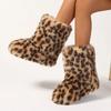 Женские леопардовые полусапожки из пушистого искусственного меха - Мягкие, теплые и удобные, надеваются без застежки, плоский каблук, круглый носок