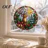 Removable Glass Stickers Christmas Stained Style Window Cling, Rainbow Film Sun Catcher Static Festive Ornaments Suncatcher Sticker for Home Shop Xmas