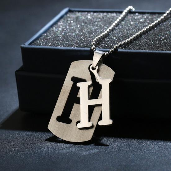 26 букв алфавита собачья бирка кулон цепочка из бисера панк ожерелье из нержавеющей стали