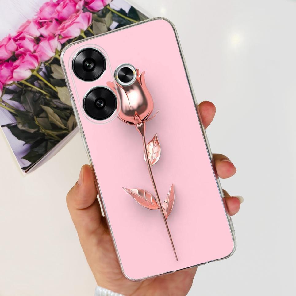 Flower Butterfly Women Fashion Back Cover For Xiaomi Redmi Turbo 3 Phone Funda Transparent Soft TPU Silicone Coque For Poco F6