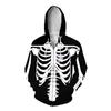Ужас скелет 3D печатных молний толстовки мужские женские повседневные модные с капюшоном большой размер толстовка детская застежка-молния толстовка спортивный костюм пальто