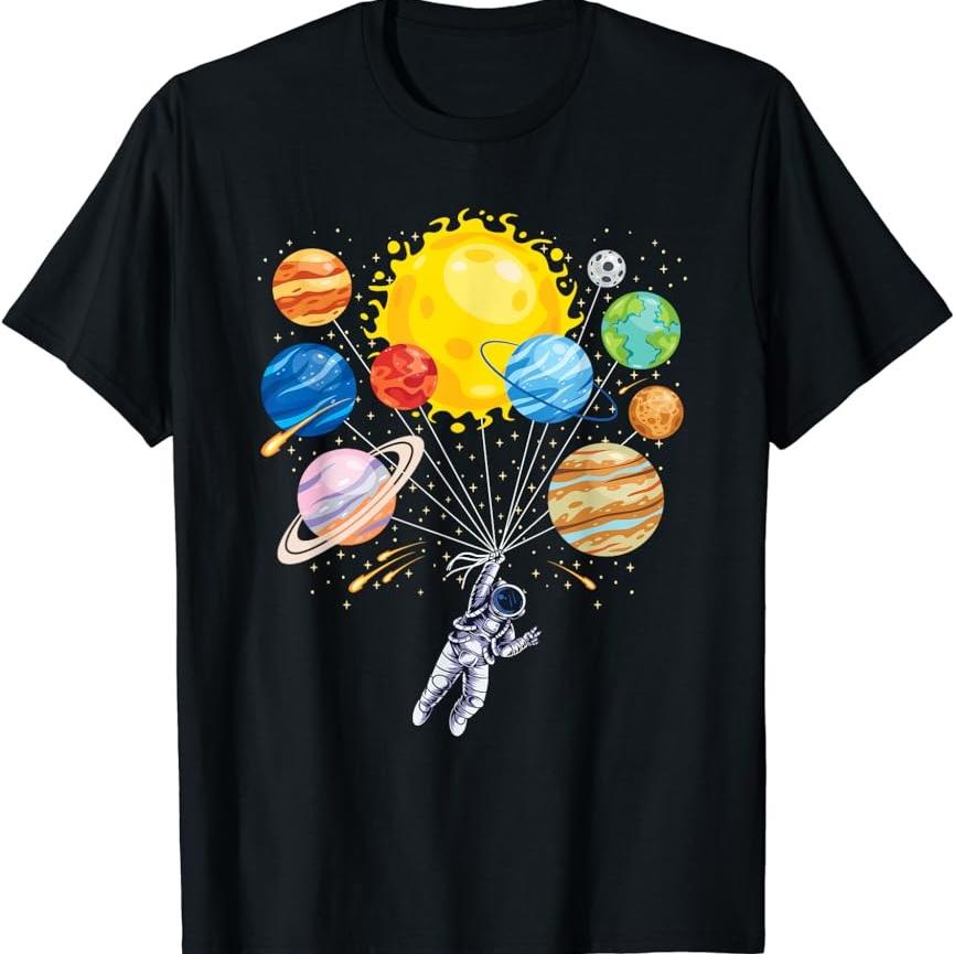 2026 Funny Astronaut Space Balloon Planet Science Solar System T-Shirt Men Women Clothing Fashion Graphic T Shirts Summer Streetwear Y2K Short Sleeve